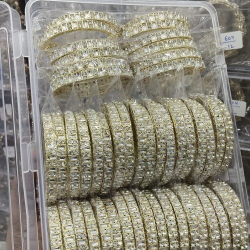 4 pc white gold bangles set Size 2.4