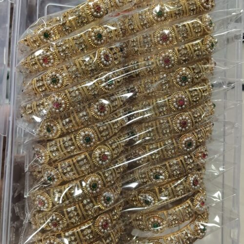 Golden red & green bangle set Size 2.4