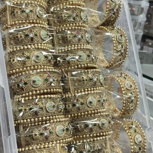 Heritage hasli copper gold petch wali bangles set Size 2.4