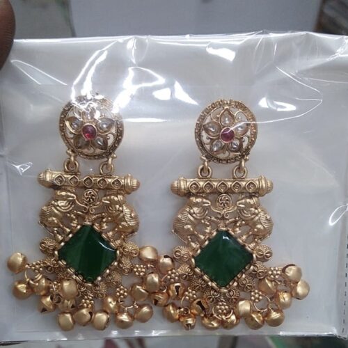Heritage kashmiri earings pink & green
