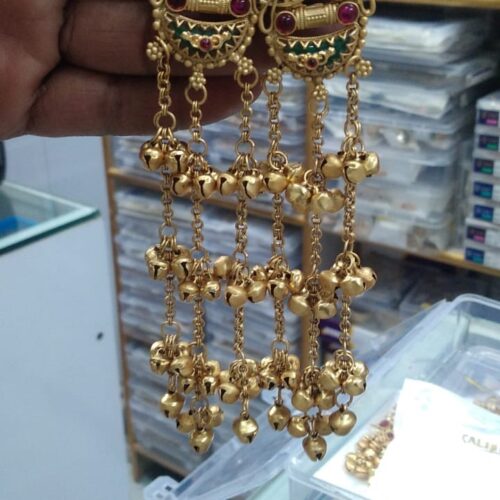 Heavy 3 layer gold kashmiri earings