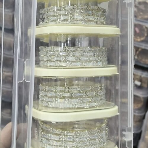 Ad crystal 4 pc silver bangles set