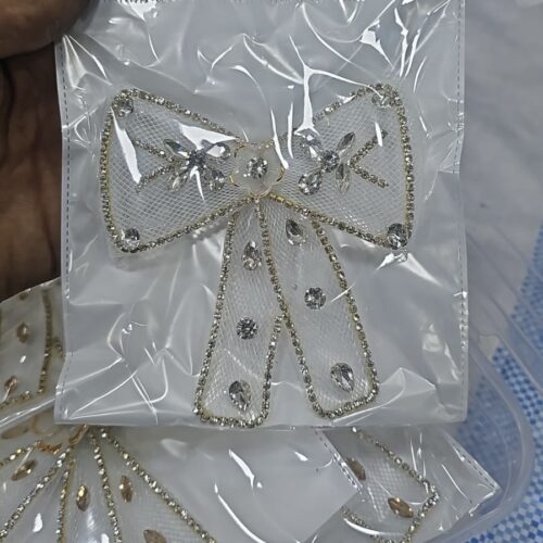 White fancy hair bow pin