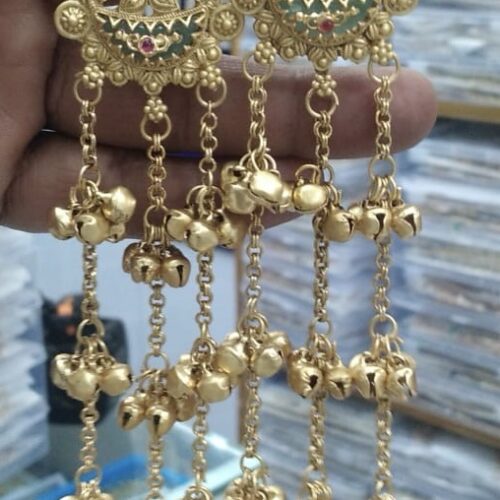 Heavy 3 layer gold kashmiri earings
