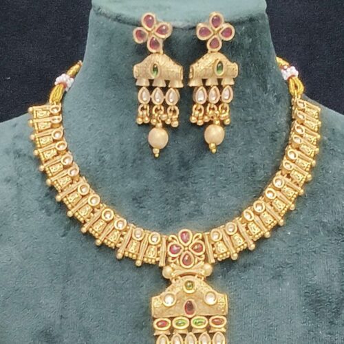 Rajwadi copper gold choker set😍